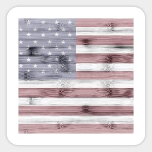 Rustic Red White Blue Wood USA flag Sticker